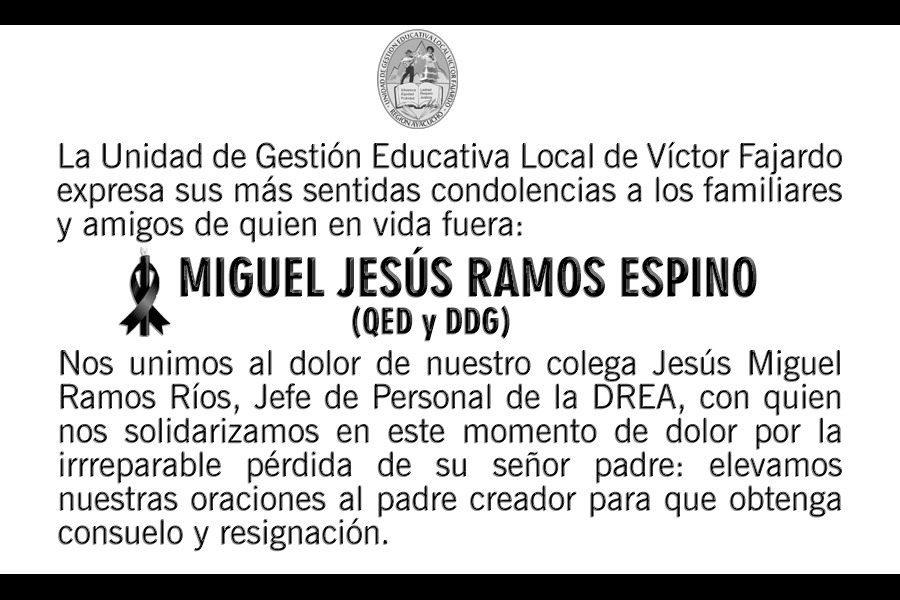 SENTIDAS CONDOLENCIAS MIGUEL JESUS RAMOS ESPINO