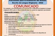PRECICIONES PARA LA EVALUACIÓN DEL DOMINIO ESCRITO DE LENGUA ORIGINARIA 2022