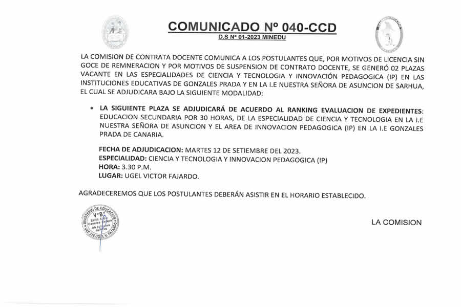 COMUNIDADO Nº 040-CCD-2023